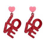 Øreringe -  store hængeøreringe "LOVE" - rød